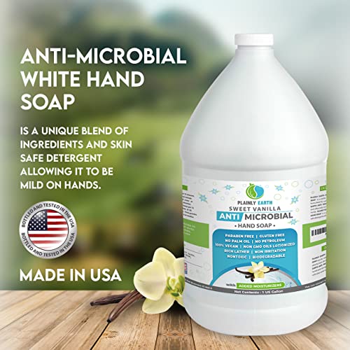 Antimicrobial Hand Soap - Antibacterial Hand Soap Moisturizing - 1 US Gallon Liquid Hand Soap - Refill Antibacterial Gallon - Moisturizing Hand Soap Antibacterial - Gentle Hand Soap, Sweet Vanilla