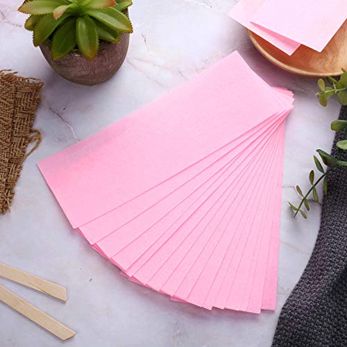 Maitys Waxing Strips, 200 Pieces Pink Non-Woven Removal Wax Strip Facial Body Wax Strip Sheet for Legs, Bikini Cleaning and Removal