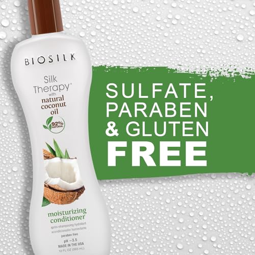 BioSilk Silk Therapy with Coconut Oil Moisturizing Conditioner - 12 Fl Oz Pack of 2