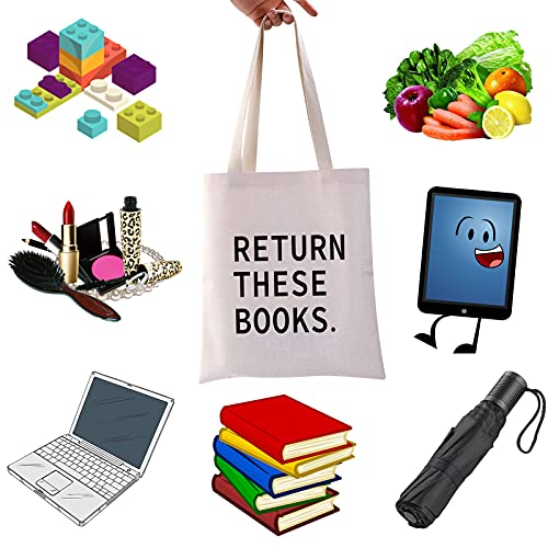 WCGXKO Funny Library Tote - Return These Library Return Bag for Book Clubs & Storage