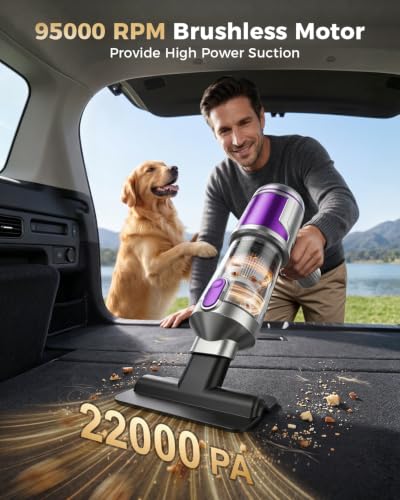 Silver Cordless Handheld Car Vacuum - 4-in-1 Portable Mini Cleaner with 22 kPa Suction