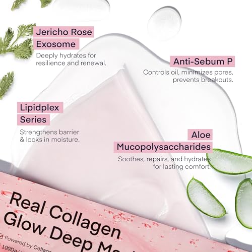 Deep Bio Collagen Face Mask Set - 16 Count, Hydrating & Pore Refining