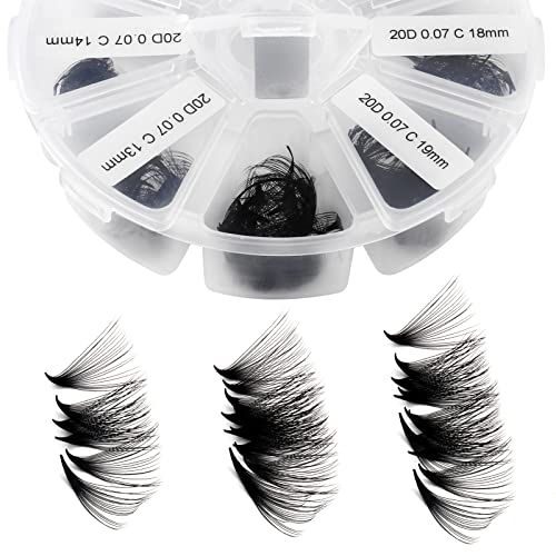 Premade Fans Short Stem 500 PCS 20D Eyelash Extensions 0.07mm C/D Curl 9-16mm Mixed WENDY LASHES Russian Volume Pre-made Lash Extension (500PCS-20D-0.07-D, 9-16mm mixed)