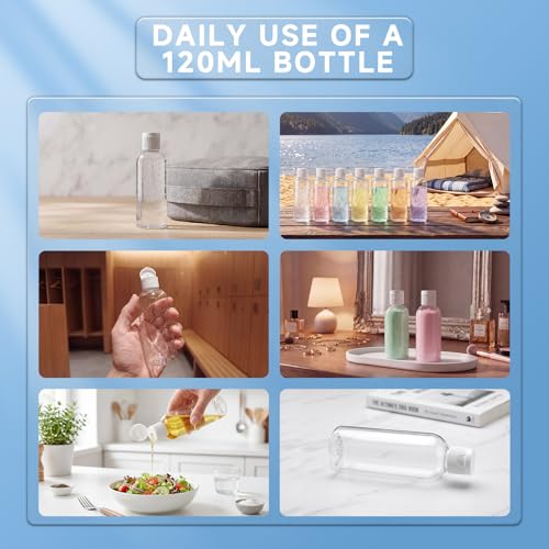 24 Pack 120ml Clear Plastic Travel Bottles with Flip Cap - BPA-Free, Refillable Shampoo, Lotion & Body Soap Containers