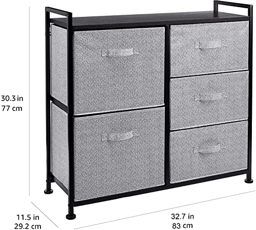 Black Closet Organizer with 5 Fabric Drawers - Versatile Bedroom Storage