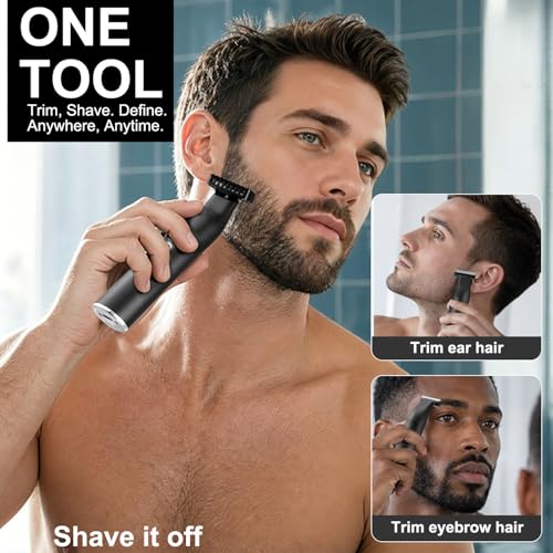 Men’s Waterproof Electric Shaver & Body Groomer - Painless Dual‑Sided Blade Trimmer with LED Display, USB-C Charging