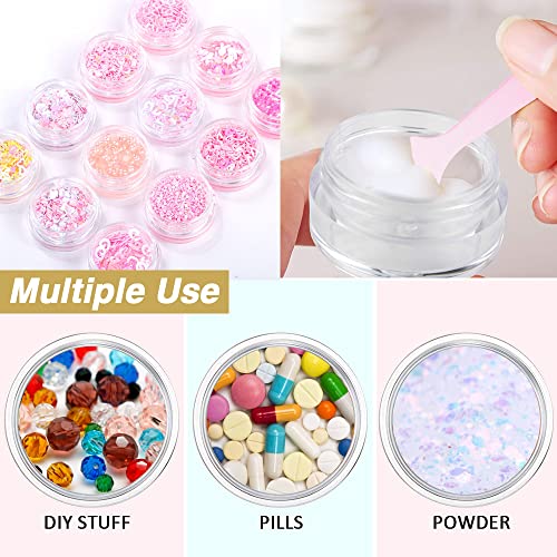 4 oz + 2oz Black & White Lids Small Plastic Containers with Lids (Set of 48) Plastic Jars with Lids Cosmetic Jar - for Lip Scrub, Cream, Slime, Craft Storage