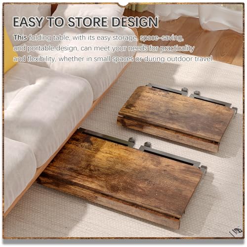4NM Rustic Brown & Black 23.6-Inch Foldable Portable Computer Desk with Wheels