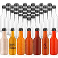200 Pack 5 oz Clear Plastic Hot Sauce Bottles with Leak-Proof Black Caps