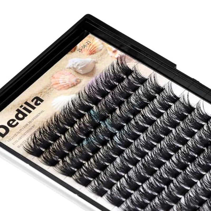 120 Clusters Individual False Eyelashes Wide Stem D Curl Handmade Dramatic Black Soft and Light 5D Volume Eye Lashes Extensions Thick Base Women Girls Beauty Tools (14mm)