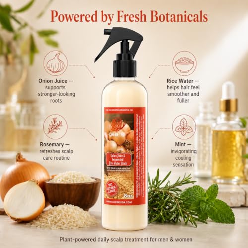 Hair Growth Spray with Onion, Rice Water, Rosemary & Mint for Thicker Hair