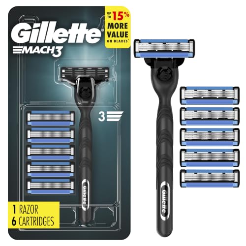 Gillette Mach3 Men’s Razor Handle + 6 Blade Refills - 7 Pack
