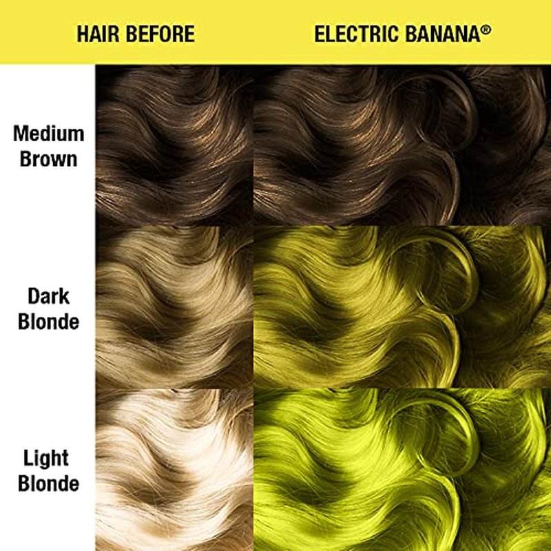 MANIC PANIC Classic Electric Banana Semi Permanent Hair Color - Bright Neon Yellow Hair Dye for Women & Men That Lasts 4-6 Weeks - Vegan, Ammonia & Cruelty-Free - Create & Mix Custom Shades (4oz)