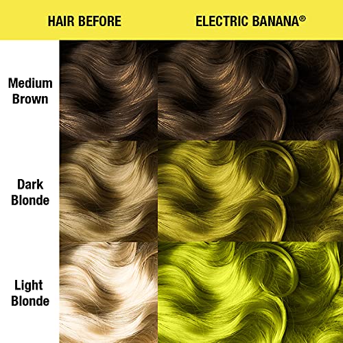 Manic Panic Neon Yellow Hair Dye Electric Banana 4oz 2-Pack - Semi-Permanent, UV Reactive