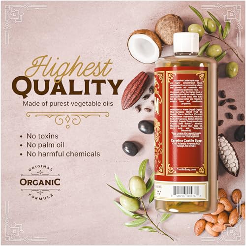 Organic Bay Rum Castile Liquid Soap - Concentrated Natural Body Wash for Men & Women, 1 Gallon