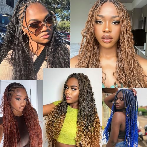 xrngrng Goddess Box Braids Crochet Hair 8 Packs - 1B/30/27, 14-Inch Pre-Looped Boho Braid Extensions