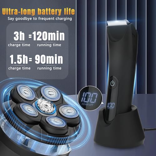 Men's Head and Body Trimmer Kit - Waterproof 2-in-1 Grooming Set, IPX7
