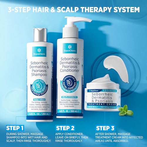 Seborrheic Dermatitis & Psoriasis Cream, Shampoo & Conditioner Set - Scalp Relief