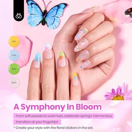beetles Pastel Gel Polish Set - Petal Symphony Collection, 40 Pcs 36 Colors Easter Gel Polish Set Spring Colors Pink Red Green Blue Color Gel with Base&Glossy Matte Top Coat UV LED Nail Art