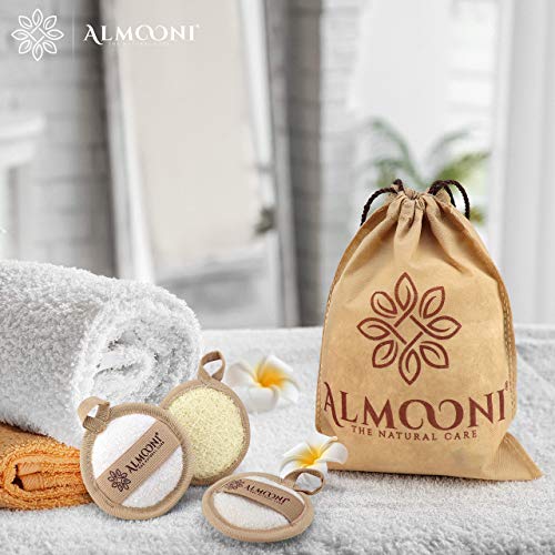 Premium Natural Egyptian Shower Loofah Sponge and Facial Loofahs, Large Exfoliating Shower Loofa Body Scrubbers Buff Away Dead Skin for Smoother, More Radiant Appearance (3 lufa Pack)