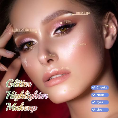 Face Highlighter Palette, Illuminator Powder Palette White Highlighter Baked Waterproof Long Lasting Brilliant Lighten Skin Color Face Contour Powder Makeup Highlighter