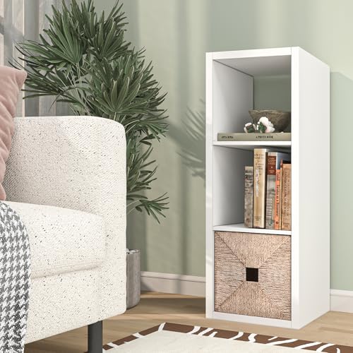 White 3-Cube Wooden Storage Shelf Organizer with Anti-Tipping Kit - 11 Inch