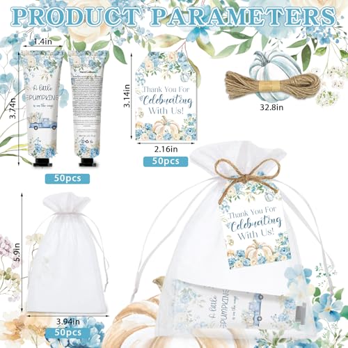 Blue Pumpkin Hand Cream Gift Sets 50 pcs Baby Shower Favors Bulk Moisturizer