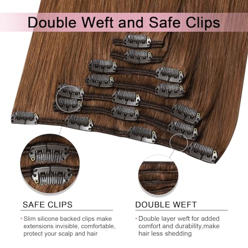 Dark Auburn Copper Clip-In Human Hair Extensions 120g 7-Piece 18 Inch