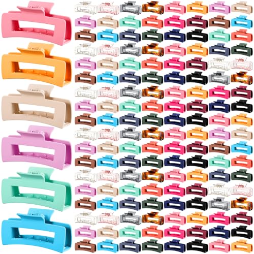 36 Pack Large Rectangular Hair Claw Clips - 18 Colors, 4.1 Inch