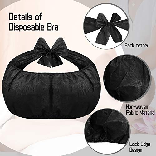 50 Pack Disposable Spa Bras Black for Tanning & Skin Care