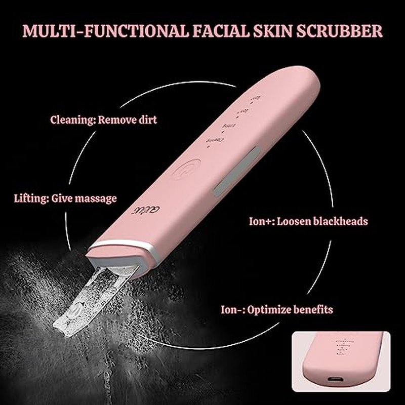 GUGUG Skin Scrubber Face Spatula - Skin Spatula Blackhead Remover Pore Cleaner with 4 Modes, Skin Care Tools-Pink