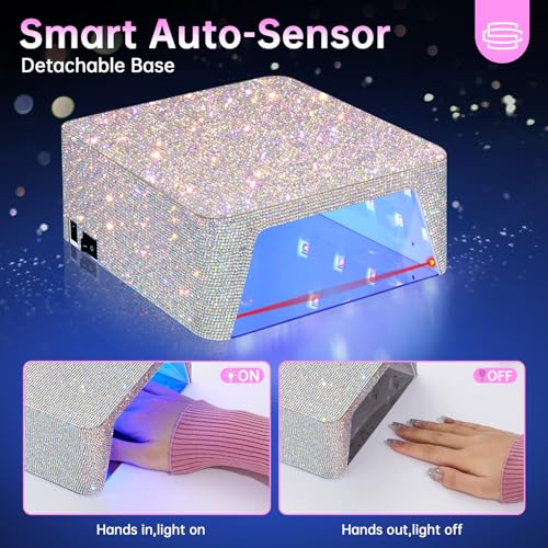 Cordless UV LED Nail Lamp - 96W Gel & Acrylic Curing with Diamond Design - Ab Diamond