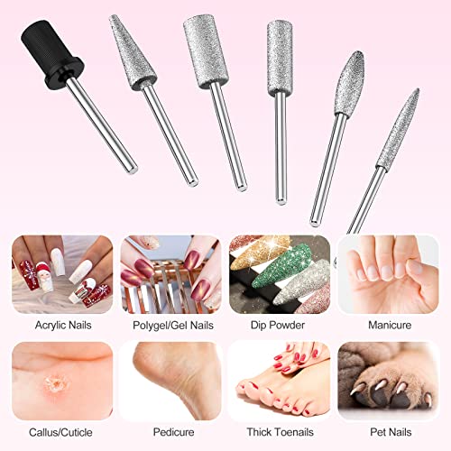 Pink Professional Nail Drill Machine 20000 RPM with 6 Nail Bits & Sanding Bands