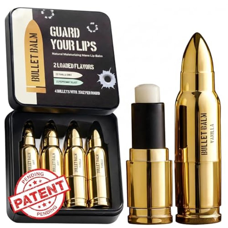 Bullet Lip Balm for Men (Vanilla & Peppermint) ? Cool Gifts for Gun Owners, Unique Gifts for Men, Tactical Gifts for Dad, All-Natural Moisturizing Lip Care