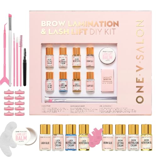 One V Salon Brow Lamination & Lash Lift Kit ? 2-in-1 Eyebrow Lamination & Eyelash Lift Set | At-Home DIY Kit for Fuller Brows & Curly Lashes | up to 20 applications with All Tools Included