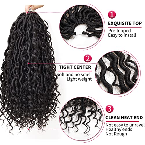 Goddess Locs Crochet Hair 8 Packs - 12 Inch Faux Locs for Black Women, Curly Goddess Braids