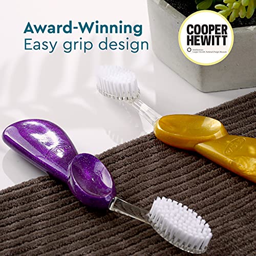 Earth-Friendly Replaceable Head Toothbrush for Right Hand - Coral/Purple/Soda Pack of 3