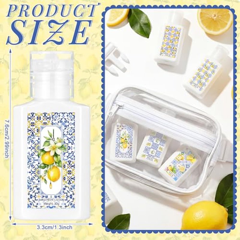Demissle 30 Pcs Mini Sunscreen Bulk Travel Size 1 oz Lemon Party Favors Capri Lemon Sunscreen Lotion Spf 30 for Wedding Bridal Bachelor Shower Italian Holiday Souvenir Birthday Party