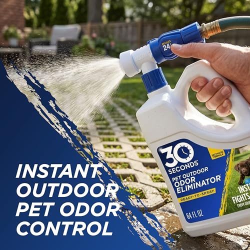 30 Seconds Outdoor Odor Eliminator for Pets 64 Oz Hose Sprayer & Refill - Grass & Turf Safe