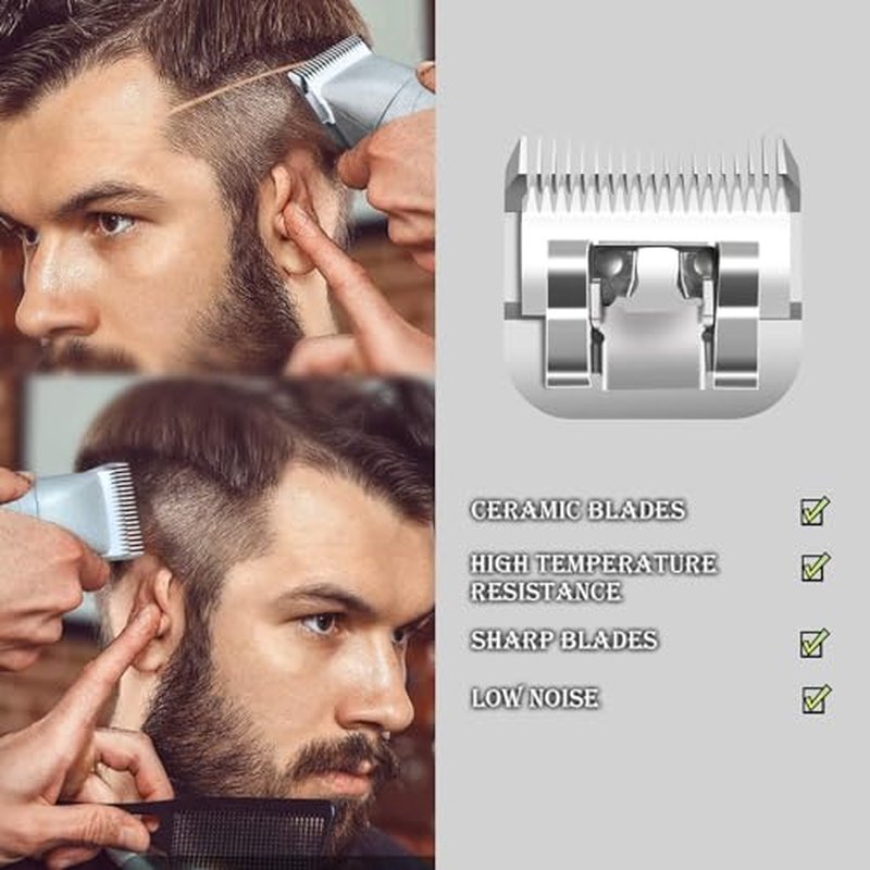 000 Detachable Replacement Ceramic Blades Set,Cut Length 1/50-Inch£¨0.5MM£©,compatible with Andis/oster Classic 76/Star-Teq/Power-Teq/A5 Clipper (2 Pack)