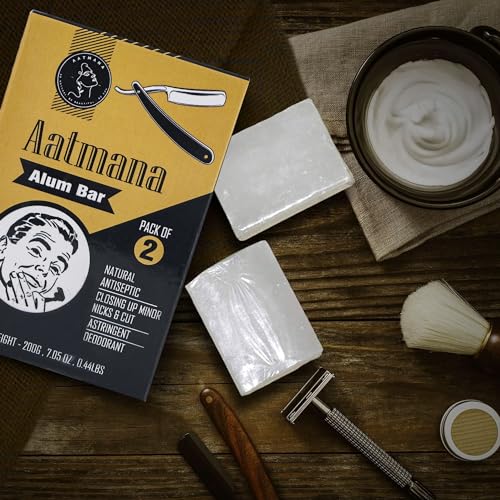 Shaving Alum Bar 100g x 2 | Premium Quality Potassium Alum Bars, 3.53oz Each | Stops Bleeding Due to Minor Nicks & Cuts After Shaving | Natural Body Deodrant