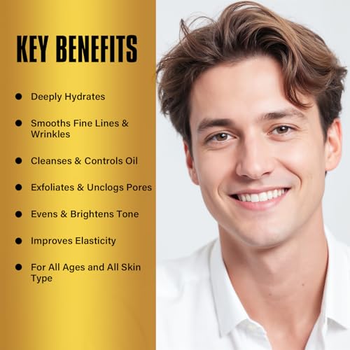 Men's Anti-Aging & Hydration Skincare Gift Set | Facial Cleanser, Scrub, Eye Cream, Serum & Moisturizer