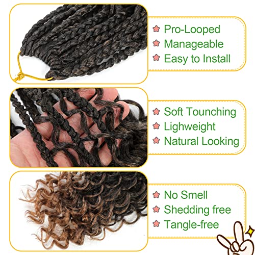 Pre-Looped Goddess Box Braids Crochet Hair 14 Inch - 9 Packs T30#