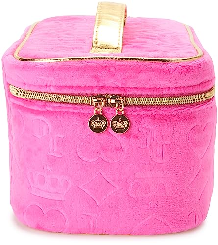Pink Makeup Bag with Velour Train Case and Heart Crown