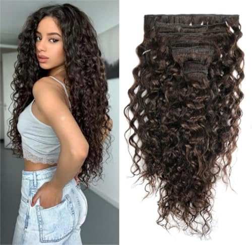 FQ 22 Inch Dark Brown Brazilian Human Hair Clip-In Extensions 120g Double Weft