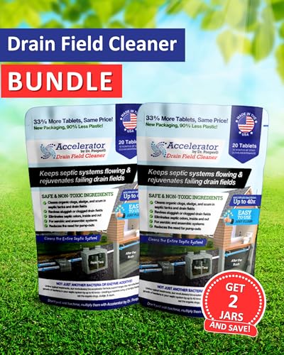 Septic Drain Field Cleaner Tablets 2-Pack - Organic Sludge & Clog Remover