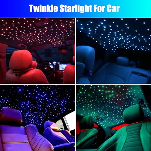 WEBUPAR 16W Car RGBW Fiber Optic Star Headliner Kit 550 pcs 13.1ft Twinkle & Music