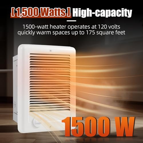 1500W Wall-Mounted Electric Heater with Thermostat for Indoor Use
