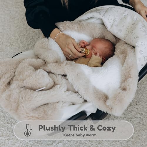 Baby Swaddle Blanket 0-6 Months Beige Ultra-Soft Fleece Winter Wrap Bebeezoo