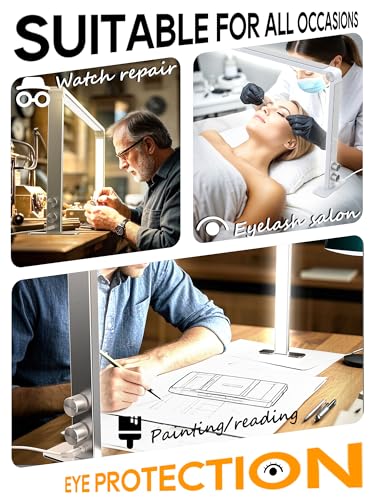 White Portable LED Desk Lamp for Nail Tech with 3 Color Modes & Adjustable Brightness